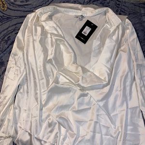 Satin white crow neckline blouse